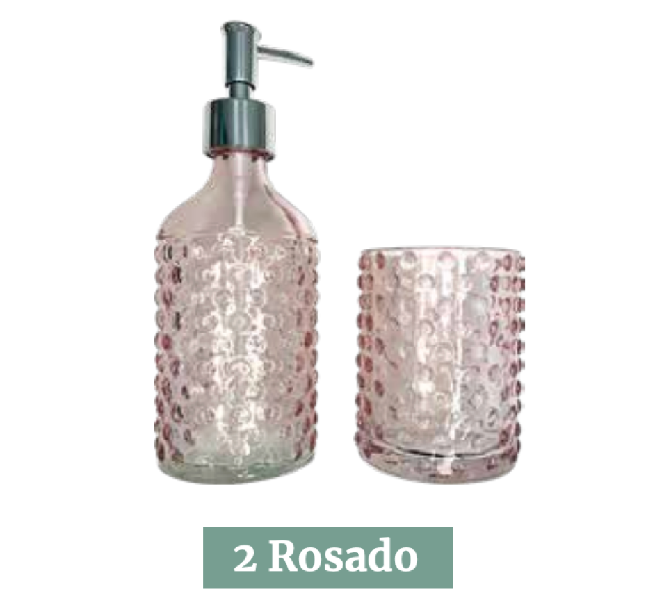 Caja Surtida de 12 Set de baño 2 piezas, dispensador de jabón y vaso vidrio. - Imagen 3